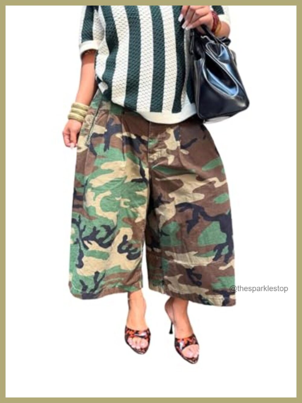Women's Camo Cargo Jeans Baggy Wide Leg Cropped Denim